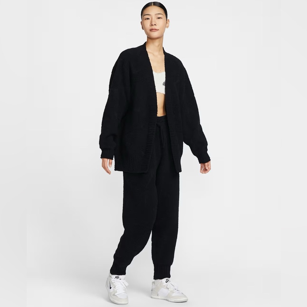 Nike Phoenix Cozy Knit Boucle Jogger Pants Large Black Oversized FZ1703-010
